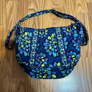Vera Bradley Indigo Blue Quilted Floral Crossbody Shoulder Bag.